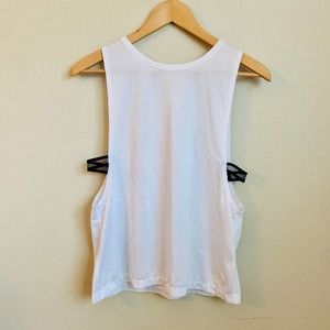 Nike Womens Elastika biker tank top dri-fit loose fit athleisure white black Sm